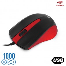 Mouse USB 1000Dpi MS-20RD C3 Tech - Vermelho